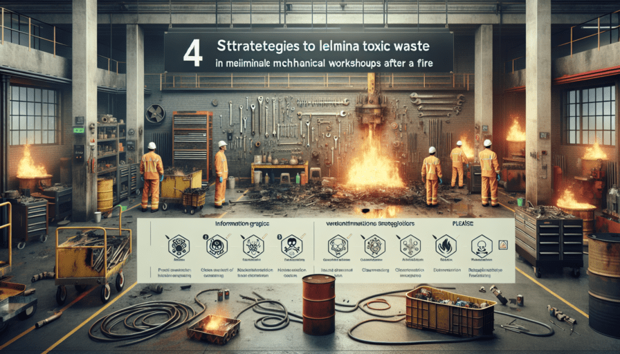 4 estrategias para eliminar residuos tóxicos en talleres mecánicos después de un incendio